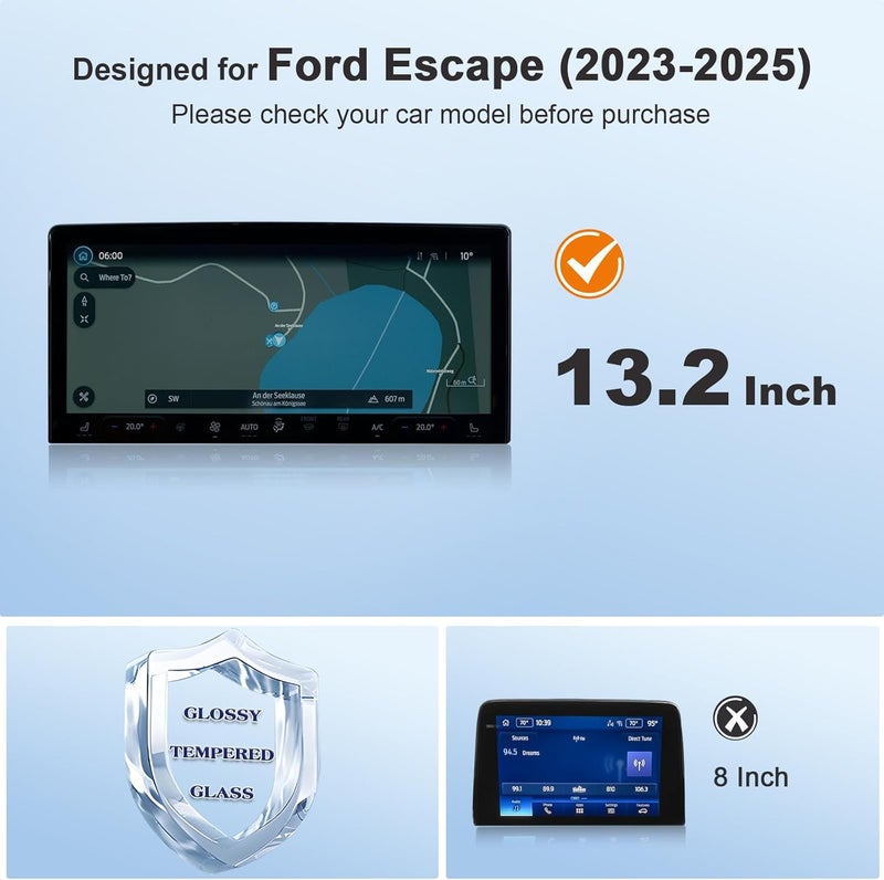 BSTW for 2023 Ford Escape Screen Protector for 2023-2025 Escape Platinum/ST-Line Elite/PHEV SYNC 4 13.2" Touchscreen for 2025 Escape Accessories Tempered Glass Protective Film (Escape 13.2-In HD) - Image 2